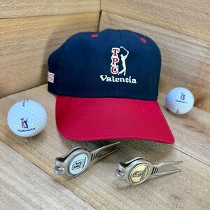 TPC Valencia Golf Ahead Hat with Magnetic Ball Markers, Golf Balls, Divot Tools